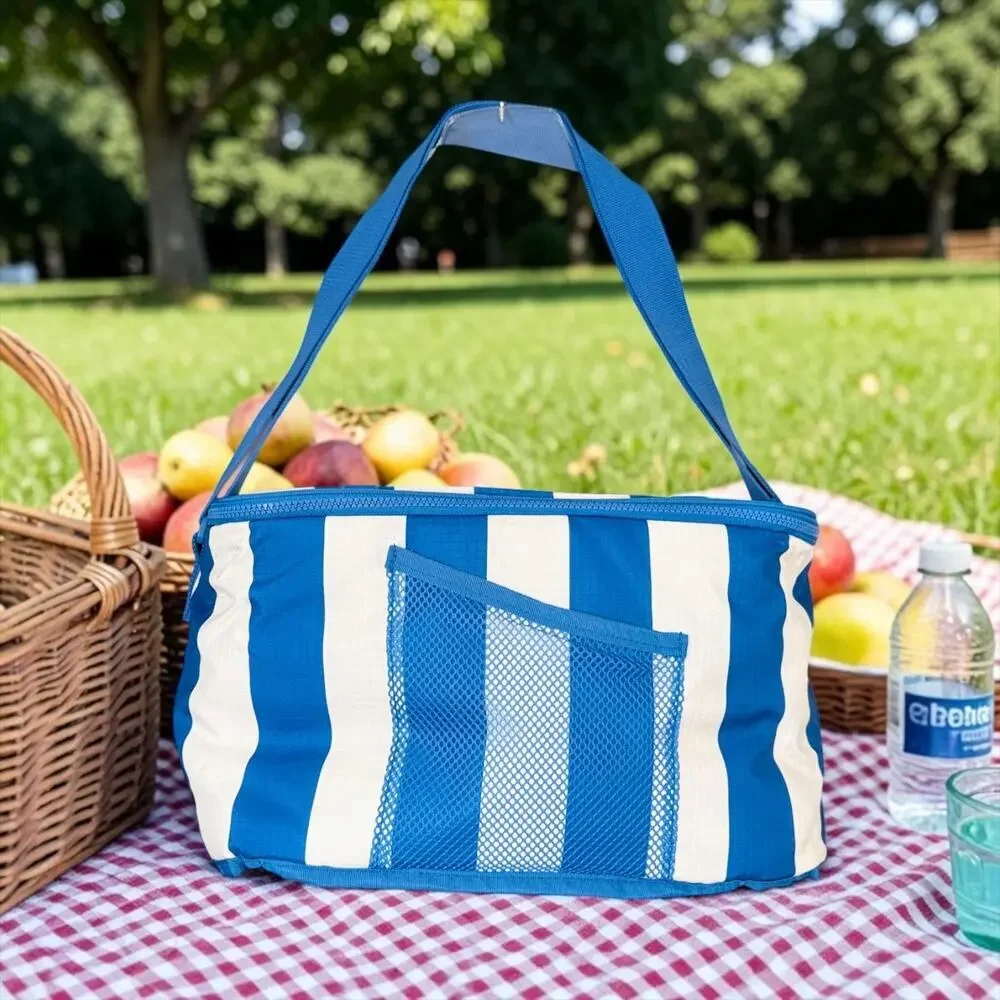 IKEA PILLERSTARR Blue Patterned Insulated Cooler Bag 15x8 ¾x10 ¼ 
